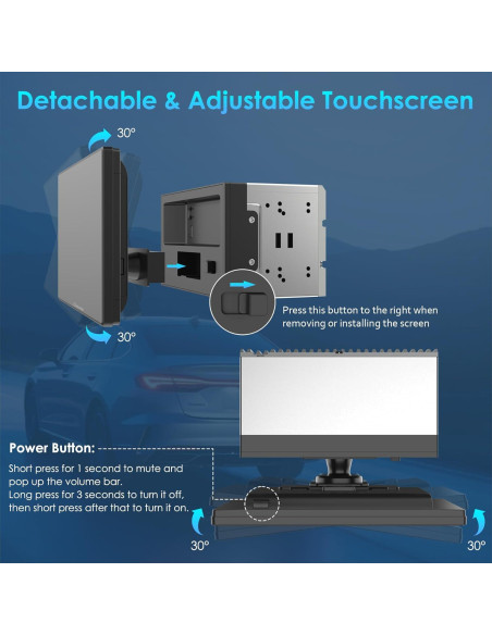Estéreo de automóvil Carpuride YT09S 9" Doble Din con CarPlay