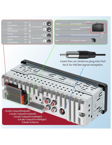Estéreo de Coche DIN Simple Missee Bluetooth con Pantalla Táctil
