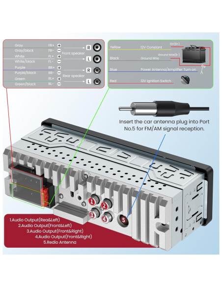 Estéreo de Coche DIN Simple Missee Bluetooth con Pantalla Táctil