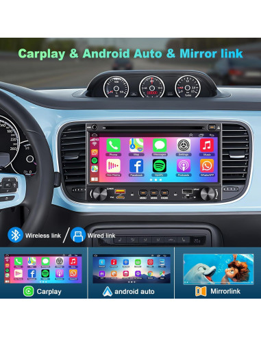 Radio de Coche Doble Din Inexaccessories 7" CarPlay Bluetooth