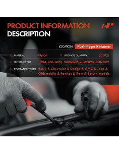 Clip Retenedor A-Premium 30 PCS 6mm para Ram, Jeep, Chevrolet 2