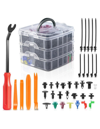 Kit de Clips de Parachoques Auto Dinastía 680 Pcs con Herramientas