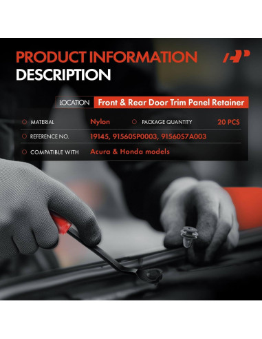 20 Clips Sujetadores A-Premium para Honda Acura 1991-1996