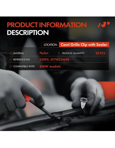 20 Clips de Parabrisas Nylon A-Premium para BMW E46 2