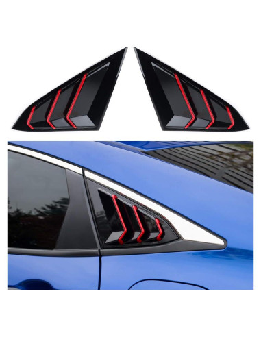 Persianas Laterales Traseras Honda Civic 10 Gen Thenice - Negro Rojo