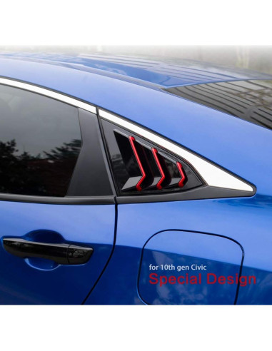 Persianas Laterales Traseras Honda Civic 10 Gen Thenice - Negro Rojo