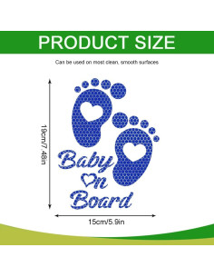 Pegatina Reflectante Baby on Board HQRNYP Azul 15.5x20cm 2