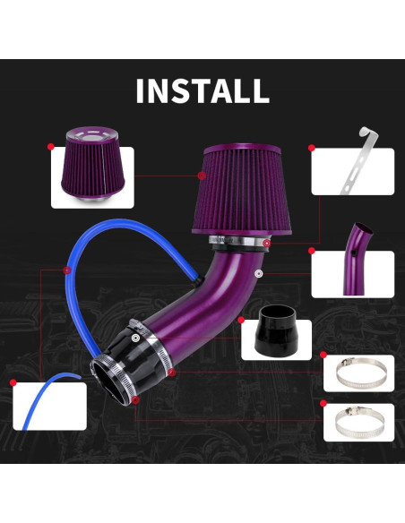 Kit de Entrada de Aire Frío BARTOO 3'' Aluminio Filtro Universal