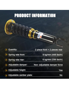 Kit de Amortiguadores Coilovers JDMSPEED para Honda Accord 90-97 2