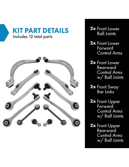 Kit de Suspensión Delantera TRQ 12 Piezas para Audi A4 A5 S4