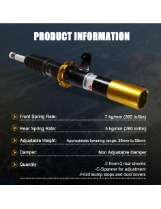 Suspensión Coilover Ajustable JDMSPEED para VW Golf Jetta MK5 MK6 2