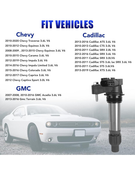 Paquete de 6 Bobinas de Encendido y Bujías LCWRGS para GMC 2010-2016
