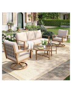 Juego de Muebles de Patio 5 Piezas MIXPATIO con Cojines Impermeables