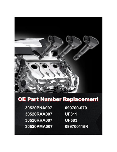 Bobina de Encendido Xongjojo Juego de 4 para Honda 2.0L-2.4L