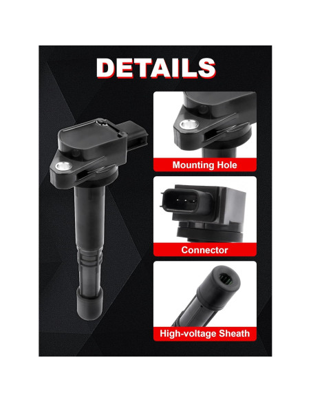 Bobina de Encendido Xongjojo Juego de 4 para Honda 2.0L-2.4L