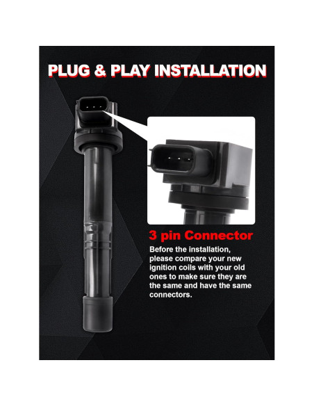 Bobina de Encendido Xongjojo Juego de 4 para Honda 2.0L-2.4L