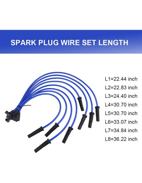 Cables de Encendido de Bujía JDMON 10.5mm para Ford BBF
