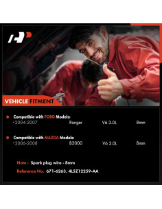 Cables de Bujía de Encendido A-Premium 8mm para Ford y Mazda 2