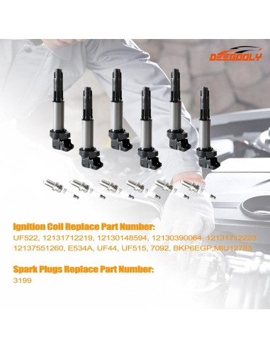 Paquete de bobinas de encendido UF522 y bujías iridio DEEGOOLY