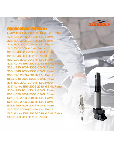 Paquete de bobinas de encendido UF522 y bujías iridio DEEGOOLY