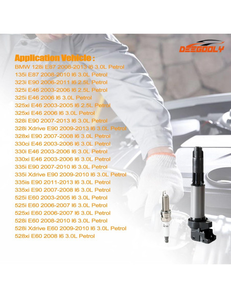 Paquete de bobinas de encendido UF522 y bujías iridio DEEGOOLY