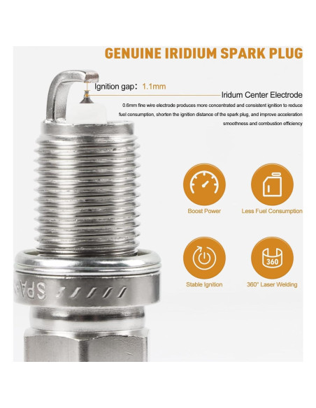 Paquete de bobinas de encendido UF522 y bujías iridio DEEGOOLY