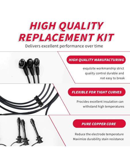 Juego de 3 Cables de Bujía y 6 Bujías de Iridio ATURMC