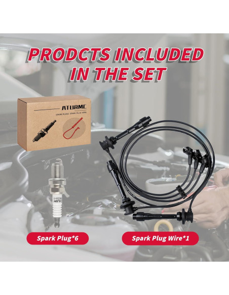 Juego de 3 Cables de Bujía y 6 Bujías de Iridio ATURMC