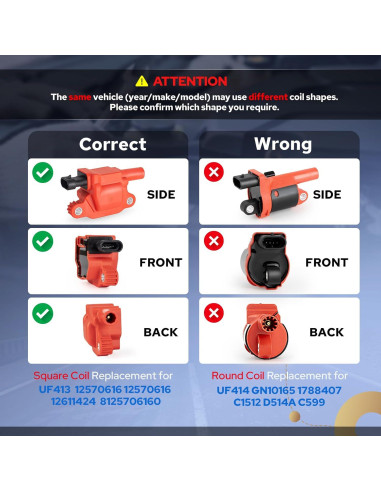ENA Juego de 8 Bobinas de Encendido y Cables de Bujía 8mm
