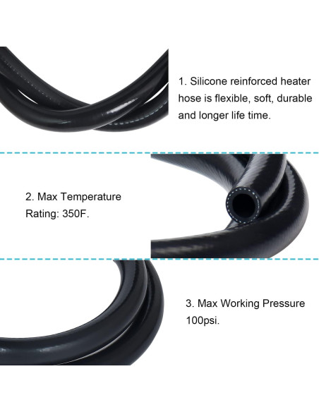 Manguera de Calefacción Silicona KDP 1/4" ID 1.5M Reforzada