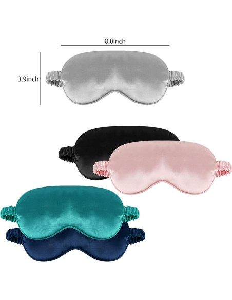 Máscara de Sueño de Seda QIANCAIWANG Azul Oscuro 21.5x9.5cm