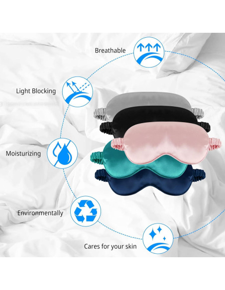 Máscara de Sueño de Seda QIANCAIWANG Azul Oscuro 21.5x9.5cm