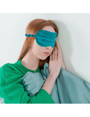 Máscara de Sueño de Seda QIANCAIWANG Azul Oscuro 21.5x9.5cm