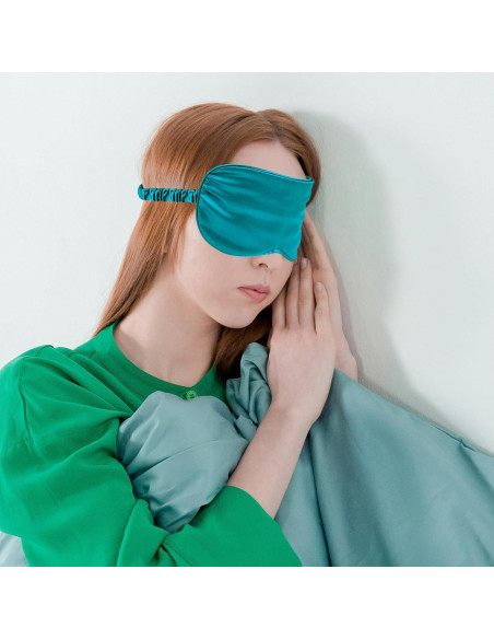 Máscara de Sueño de Seda QIANCAIWANG Azul Oscuro 21.5x9.5cm