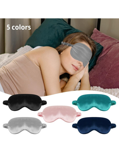 Máscara de Sueño de Seda QIANCAIWANG Azul Oscuro 21.5x9.5cm