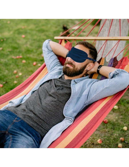 Máscara de Sueño de Seda QIANCAIWANG Azul Oscuro 21.5x9.5cm