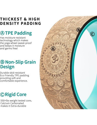 Rueda de Yoga FARINOK con Almohadilla Extra Ancha 33cm