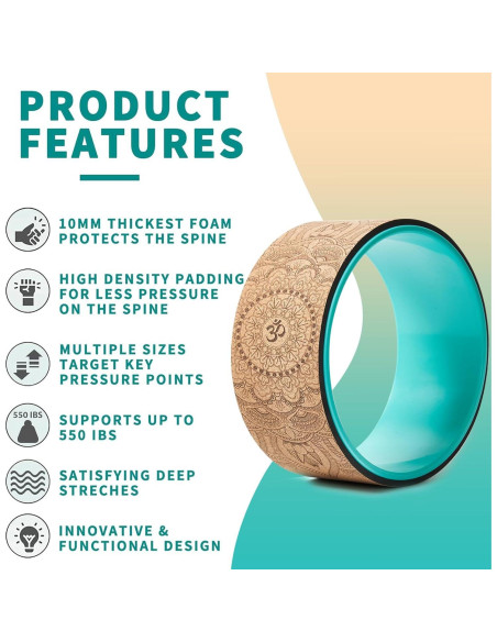 Rueda de Yoga FARINOK con Almohadilla Extra Ancha 33cm