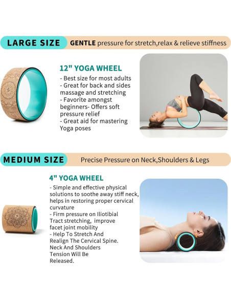 Rueda de Yoga FARINOK con Almohadilla Extra Ancha 33cm