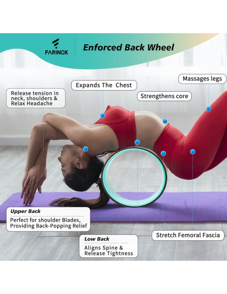 Rueda de Yoga FARINOK con Almohadilla Extra Ancha 33cm