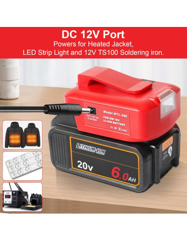 Adaptador de Poder USB para Baterías Milwaukee 18V y DEWALT 20V