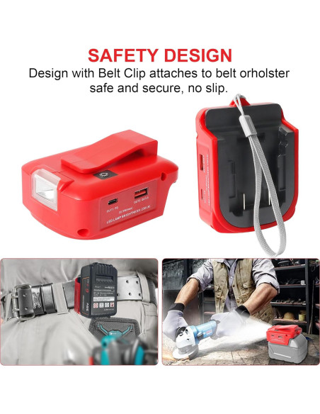 Adaptador de Poder USB para Baterías Milwaukee 18V y DEWALT 20V