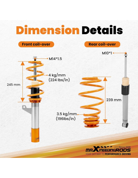 Amortiguadores Ajustables maXpeedingrods para VW Jetta y Golf