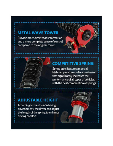 Amortiguadores Coilover Ajustables ECCPP para Nissan Sentra 2013-2019