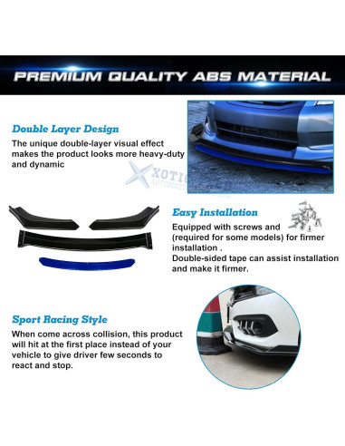 Labio de Parachoques Frontal Xotic Tech Ajustable 20-28cm Negro/Azul