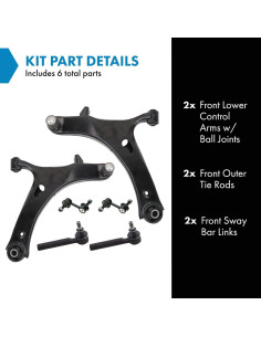 Kit de Suspensión TRQ 6 Piezas para Subaru Impreza 2008-2016 2