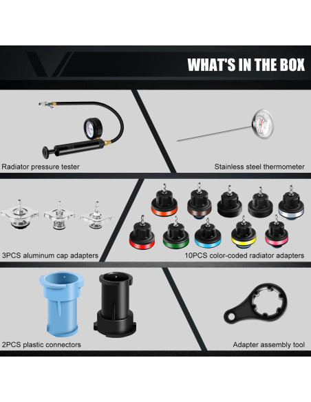 Kit de Prueba de Presión del Radiador ADAFIRST 18PCS