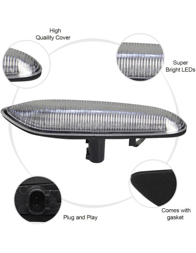 Luces de Marcador Lateral LED AUYICH Ámbar Lente Clara 2003-2013