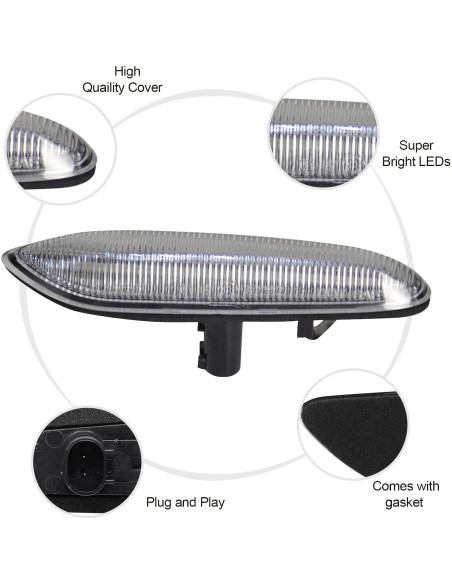 Luces de Marcador Lateral LED AUYICH Ámbar Lente Clara 2003-2013