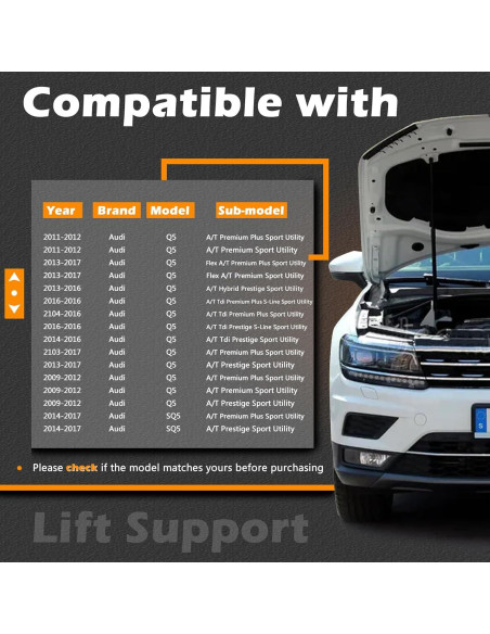 Soportes de Elevación del Capó TINGYINGDA 30.6 cm Audi Q5/SQ5